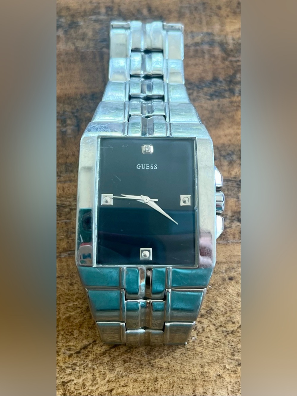 Men’s GUESS Stainless Steel Watch- Black Dial- AS IS/Needs Battery